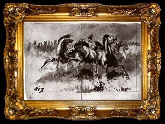 framed  Cary, William Untitled sketch of wild horses, ta009-2